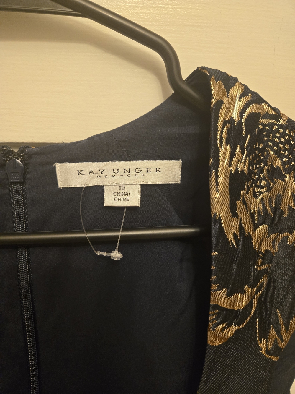 Kay Unger Black & Gold Floral Midi Dress - Picture 2 of 4